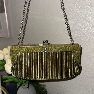 Elegant Green and Silver Evening Clutch